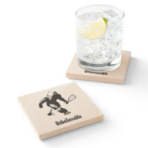 Bigfoot With Racquetball Racket and Text Stone Coaster