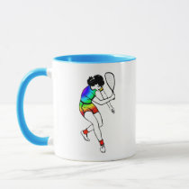 Double Sided Retro Women's Racquetball Player Mug